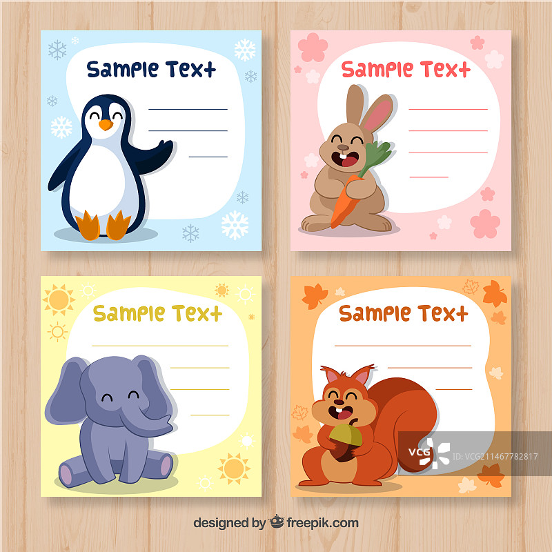 可爱动物卡片模板图片素材