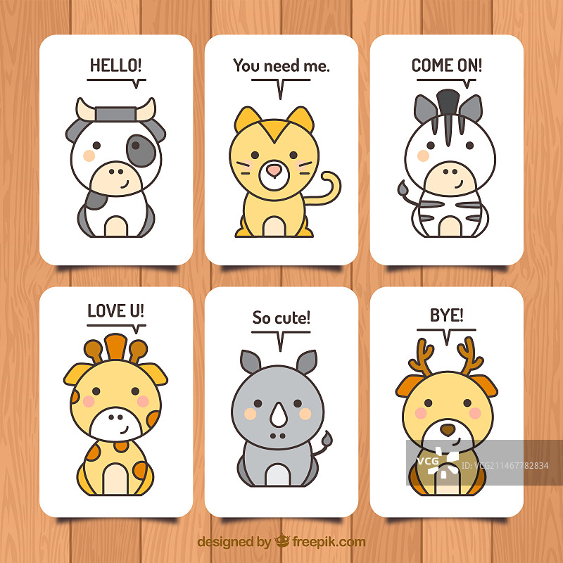 卡哇伊风格动物卡片合集图片素材