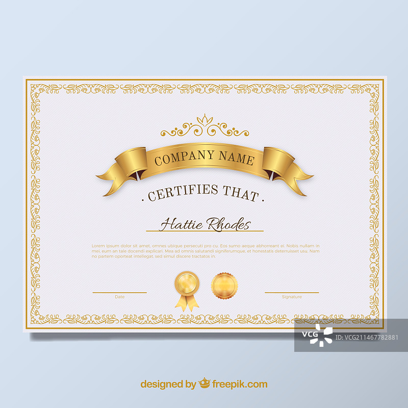 金色复古风优雅文凭图片素材