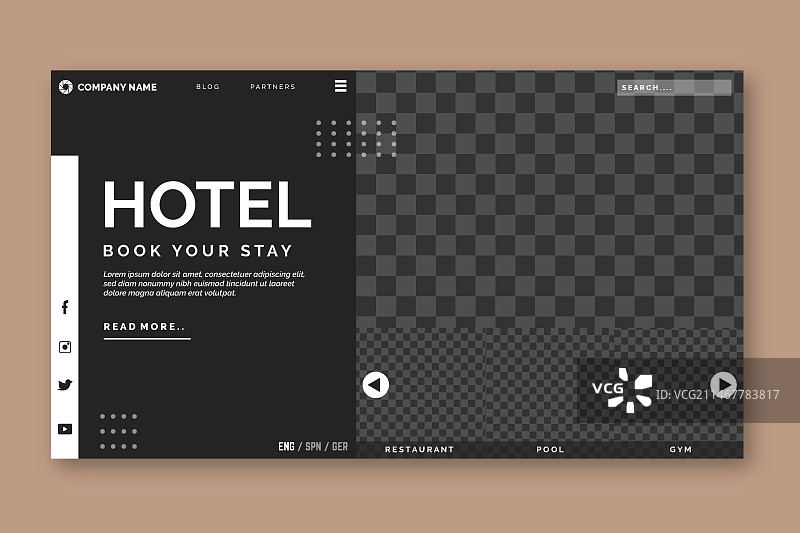带照片的酒店着陆页模板图片素材