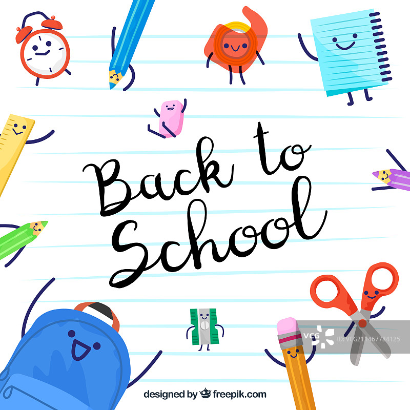 开学季有趣手绘配饰背景图片素材
