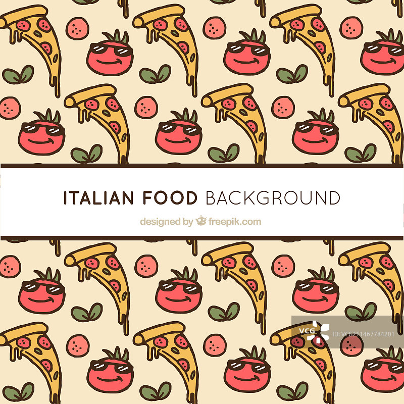 手绘意大利美食背景图片素材