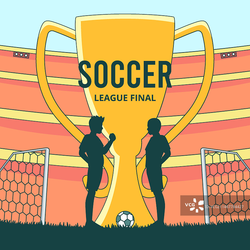 手绘足球联赛决赛插画图片素材