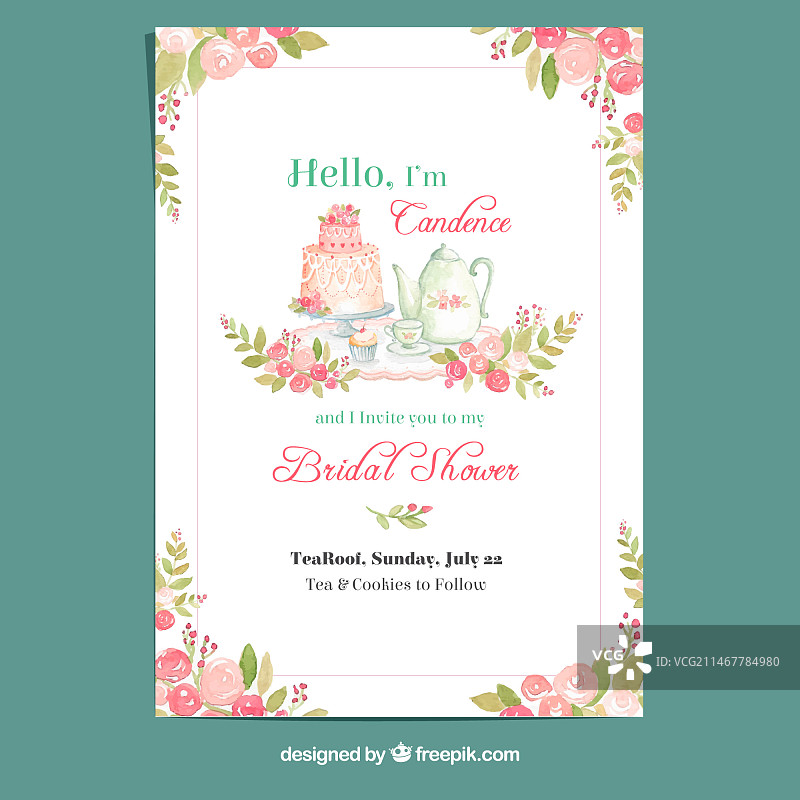 单身派对花卉水彩卡片图片素材