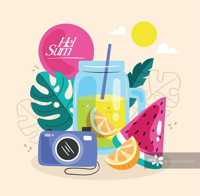 扁平风格夏季插画图片素材