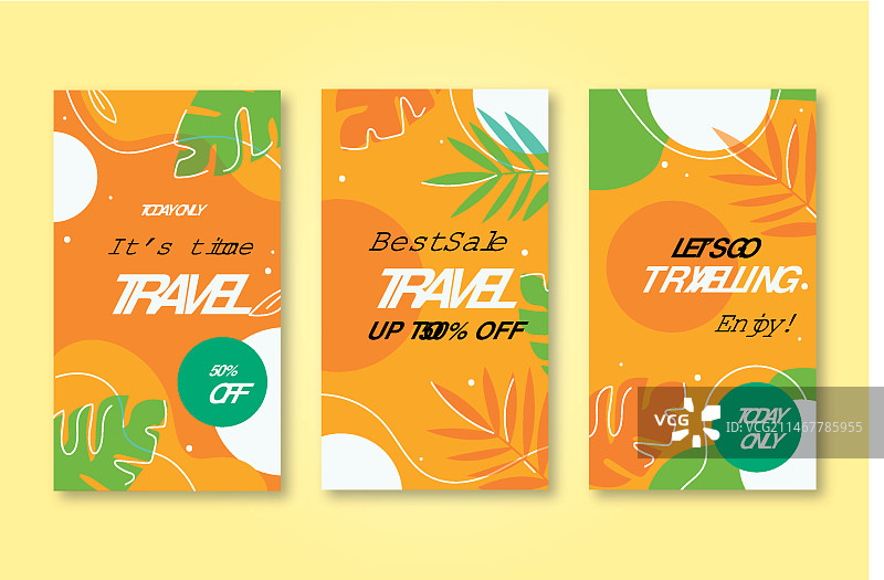 扁平风格旅行主题Instagram快拍合集图片素材