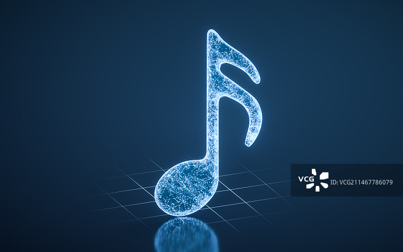 蓝色科技感音符3D渲染图片素材