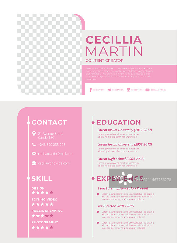 带照片的极简简历模板图片素材