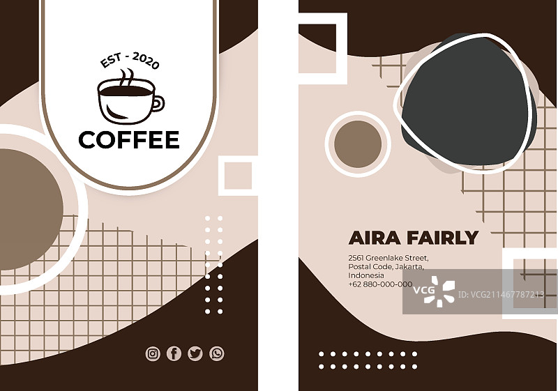 咖啡竖版名片模板图片素材