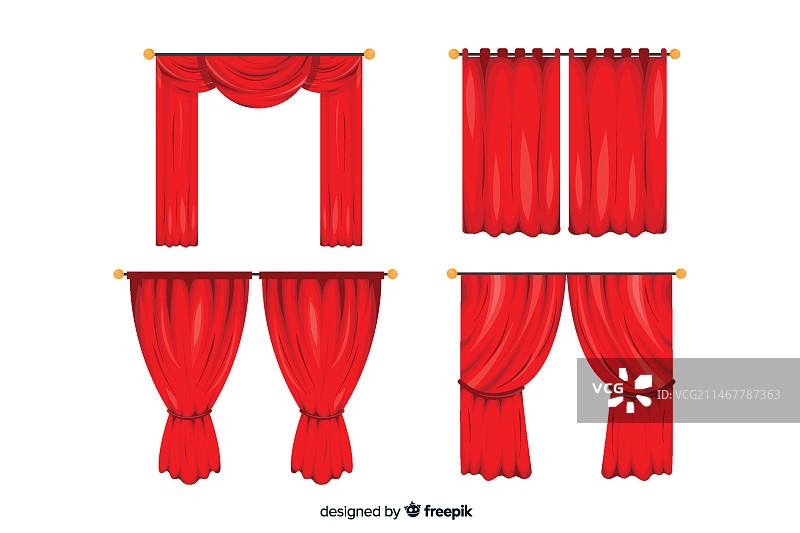 扁平风红色剧院幕布合集图片素材