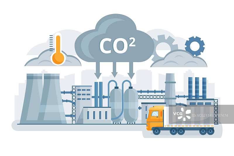 手绘二氧化碳插画图片素材