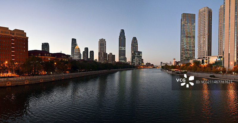 天津海河两岸城市风光地标建筑图片素材