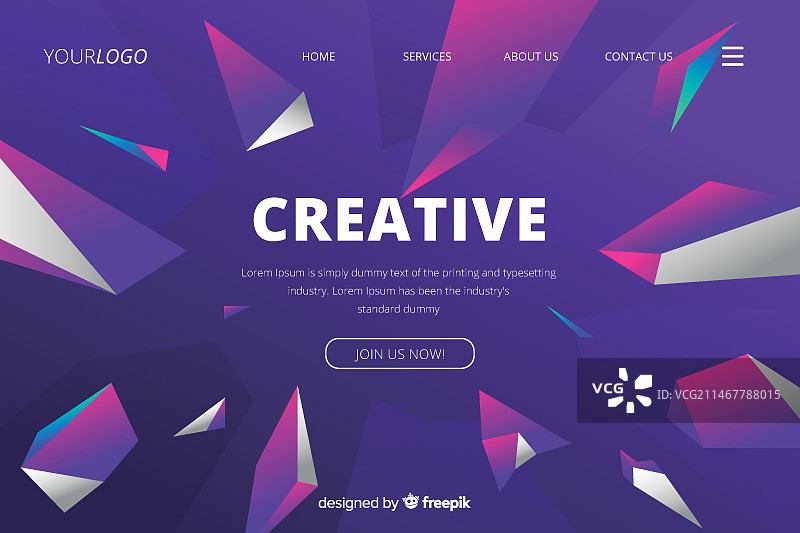 创意3D几何着陆页图片素材