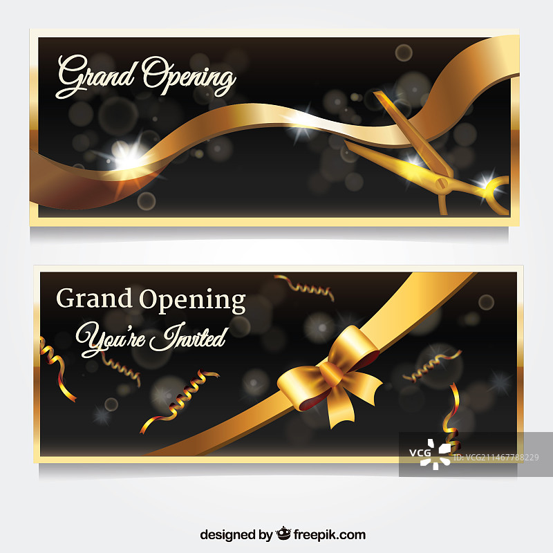 具有现实风格的金色开业banner图片素材