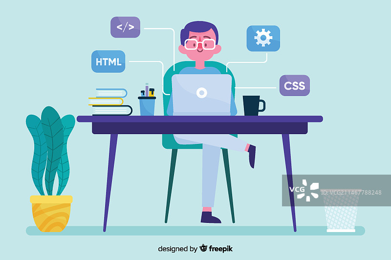 程序员在办公桌前与人合作图片素材