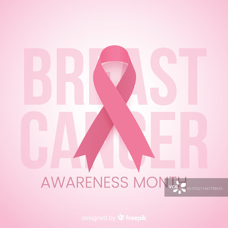 乳腺癌防治宣传月扁平设计图片素材