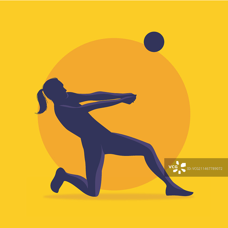 扁平风格排球轮廓图片素材