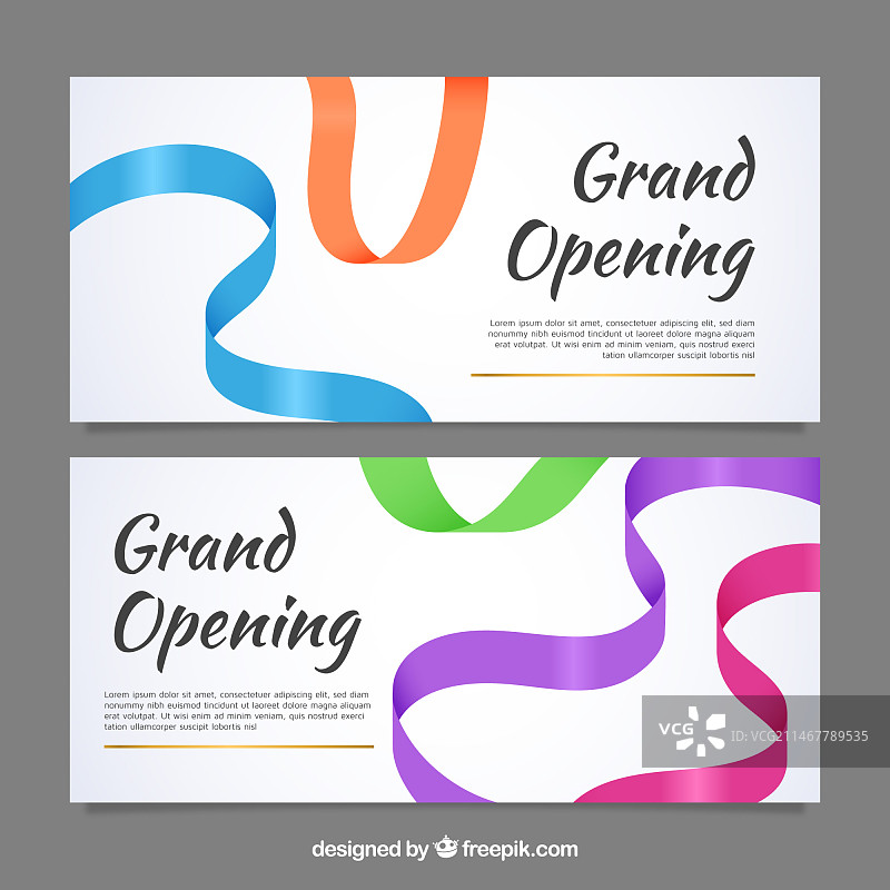 带有彩色丝带的banner开幕图片素材