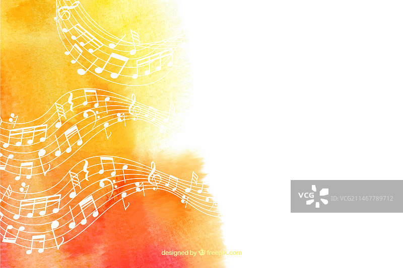 五角星和音符水彩背景图片素材