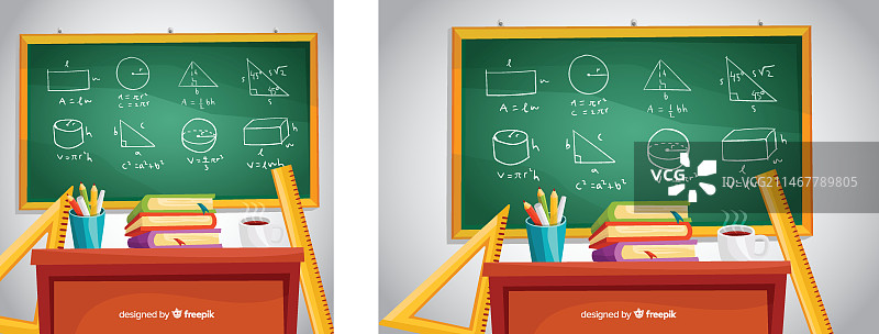 卡通数学背景与黑板图片素材