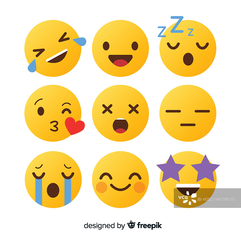 扁平风格表情反应合集图片素材