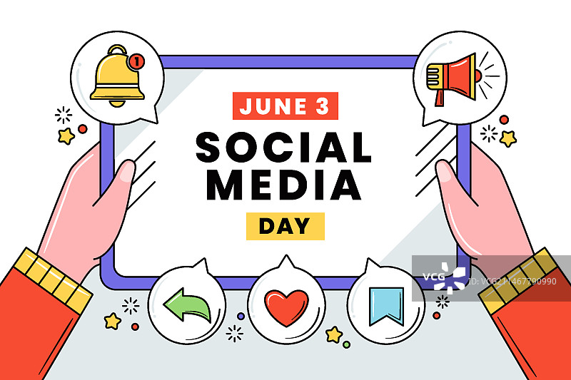 扁平风格社交媒体日插画图片素材