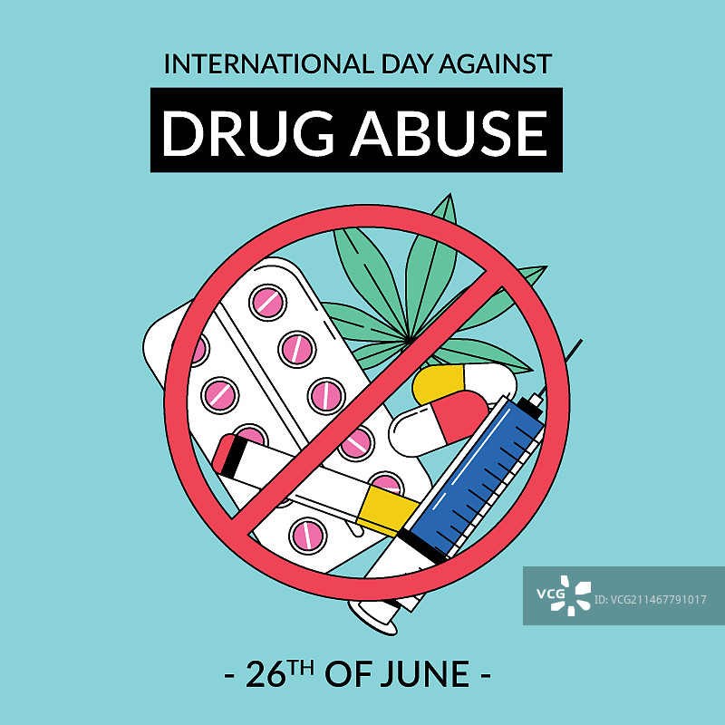 手绘国际禁毒日插画图片素材
