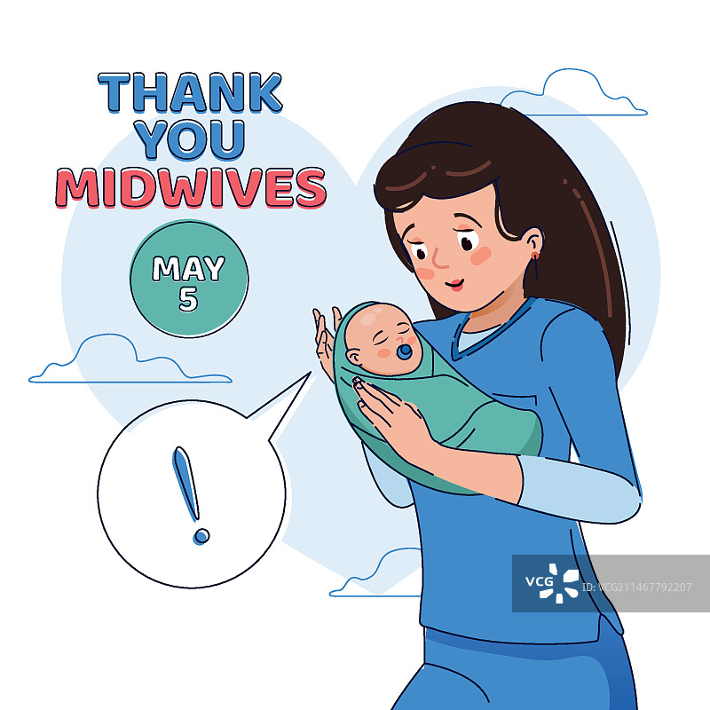 有机扁平风格助产士日插画图片素材