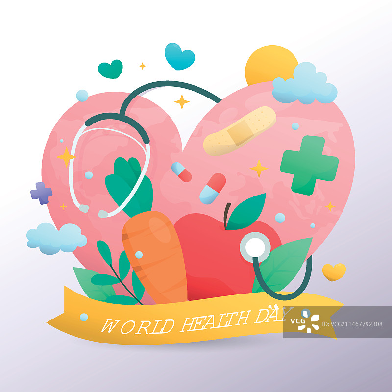 世界健康日手绘插画图片素材
