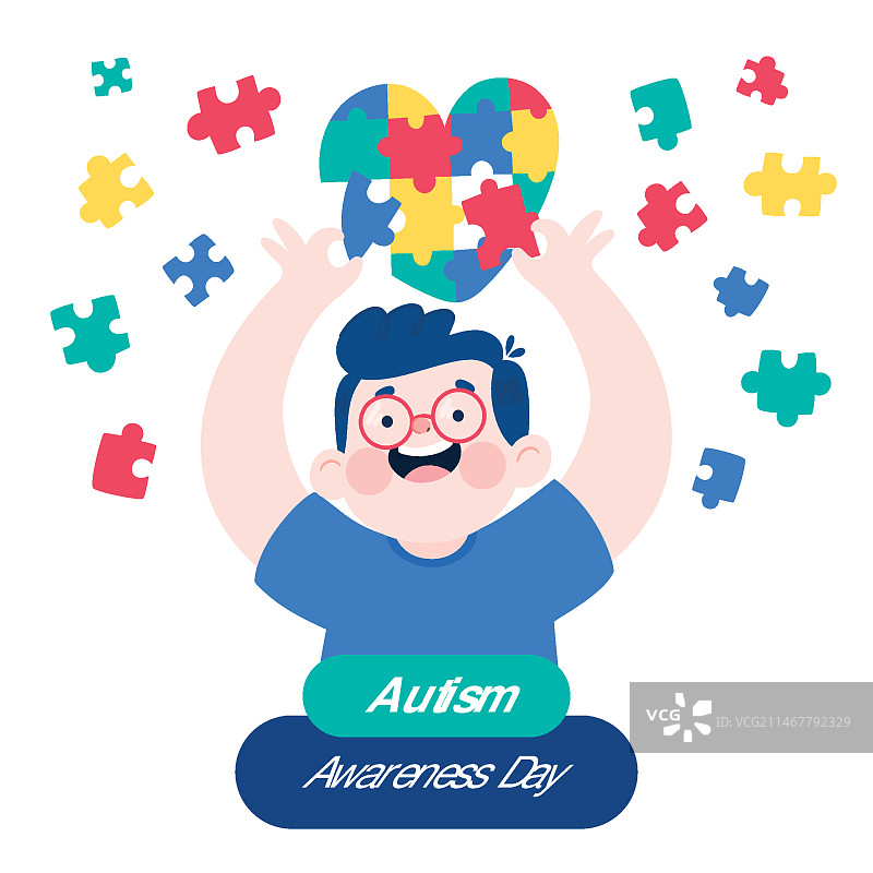 手绘世界自闭症日宣传插画图片素材