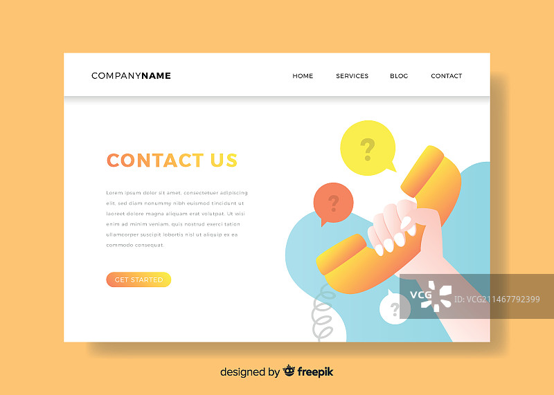 带有电话的联系我们着陆页图片素材