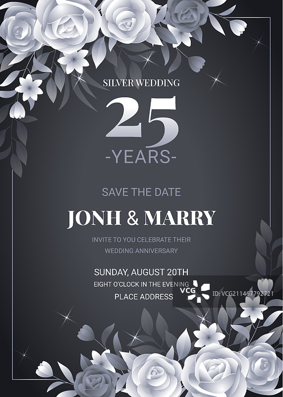 渐变银色婚礼邀请函图片素材