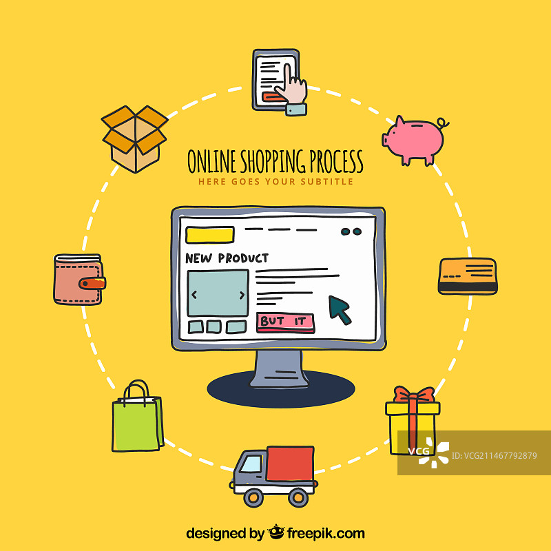 电脑手绘配送概念图片素材