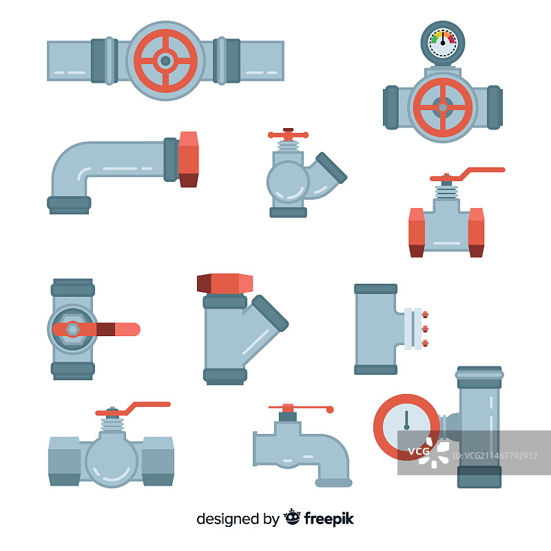 扁平管道和阀门合集图片素材