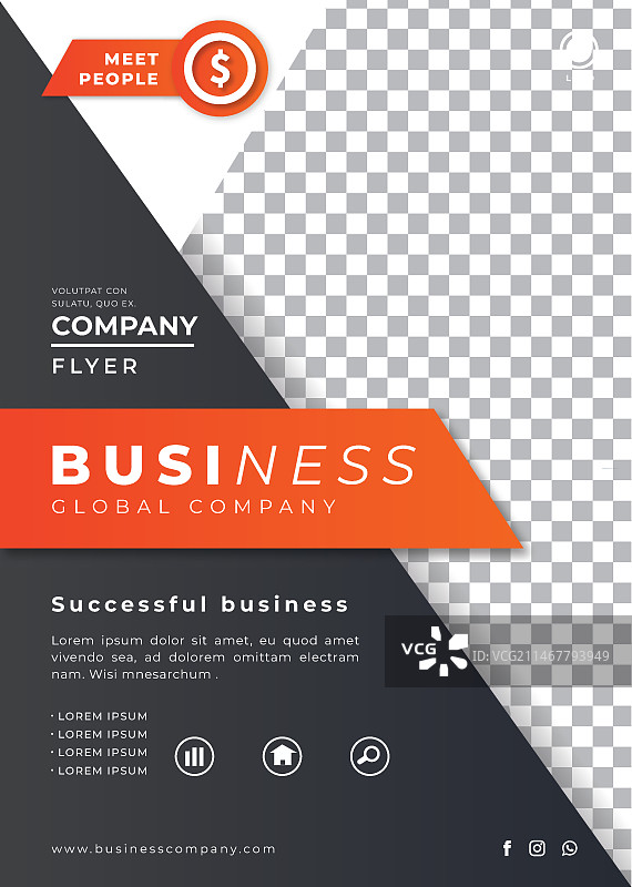 带有照片模板的抽象商业宣传单图片素材