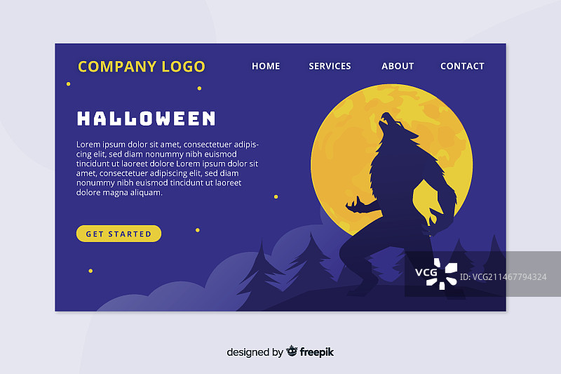 万圣节着陆页扁平风格设计图片素材
