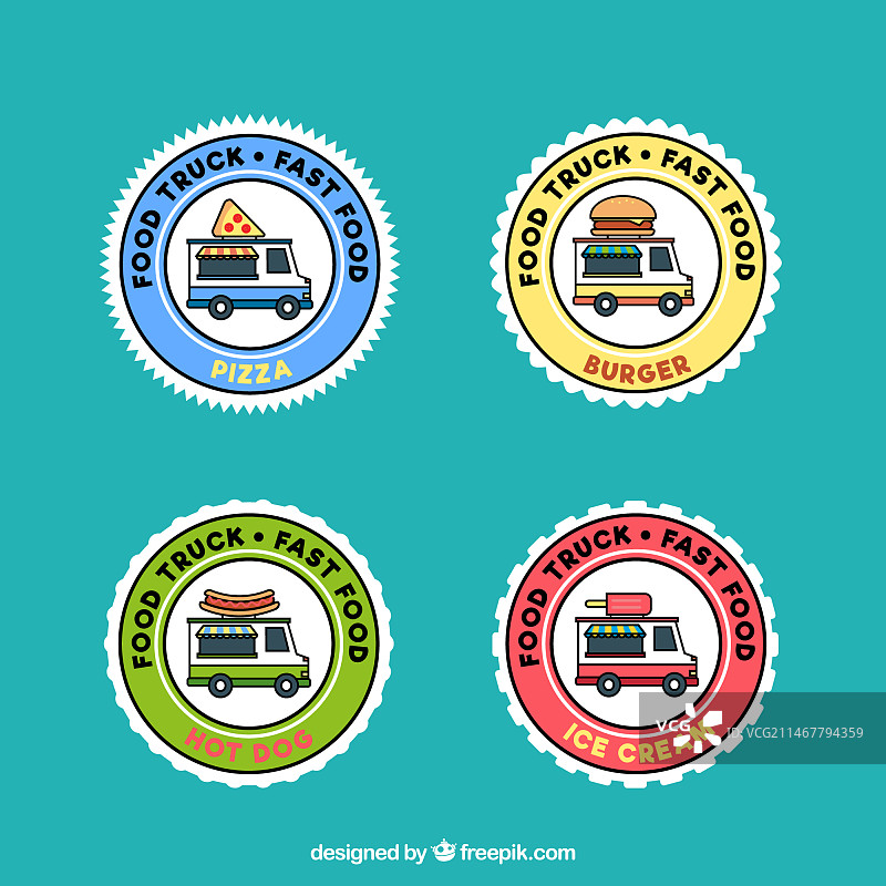 圆形设计的彩色餐车Logo图片素材