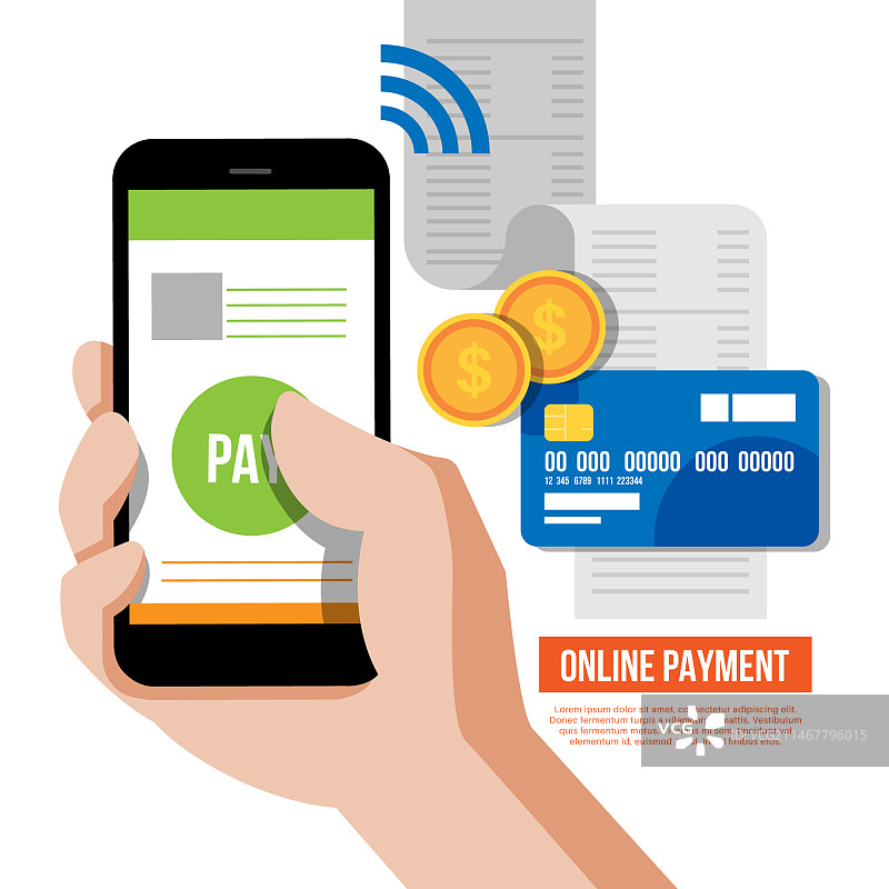 用智能手机进行在线支付图片素材