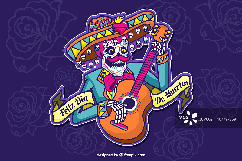 墨西哥骷髅插画背景图片素材