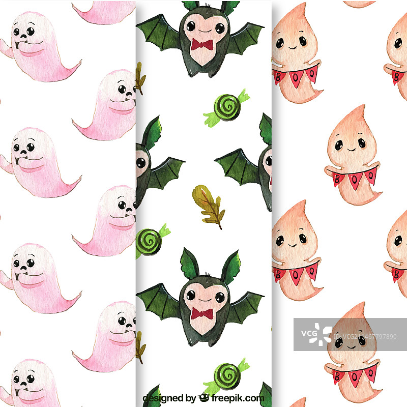 有趣的万圣节水彩人物图案图片素材