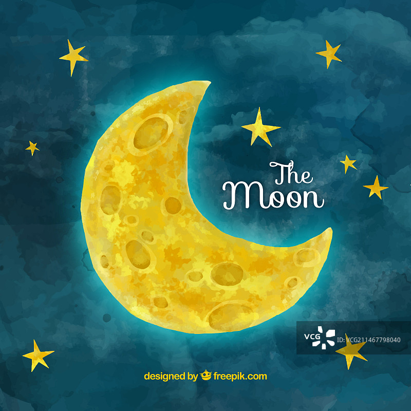 星月水彩背景图片素材