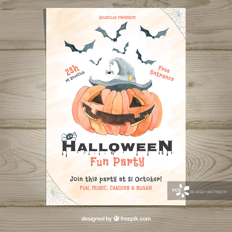 万圣节水彩南瓜海报图片素材