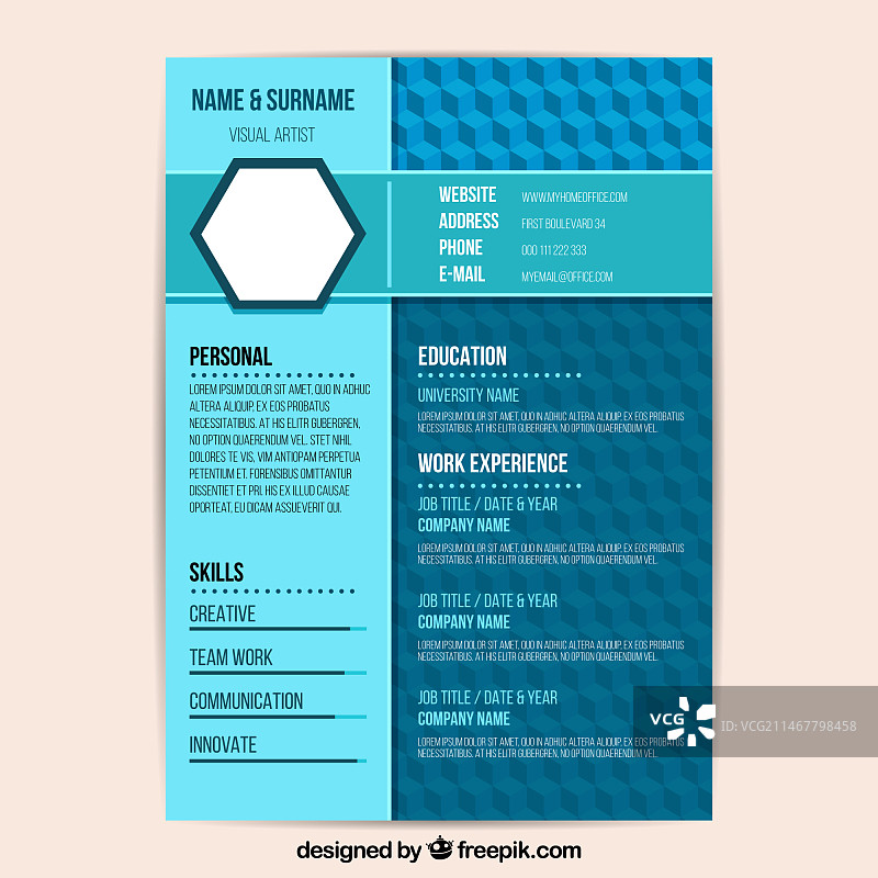 蓝色简历模板图片素材