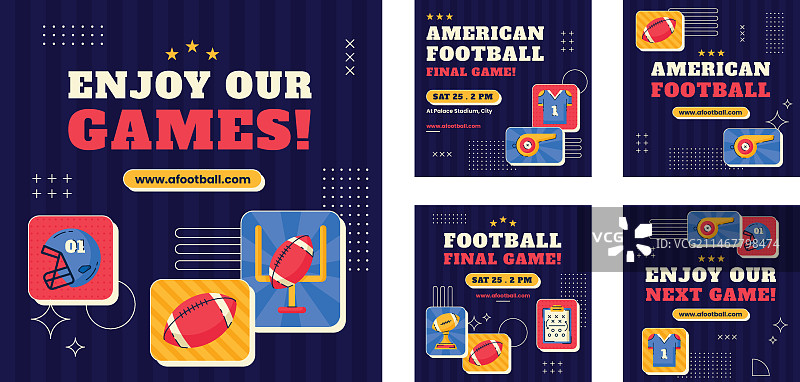 手绘美式橄榄球Instagram帖子图片素材