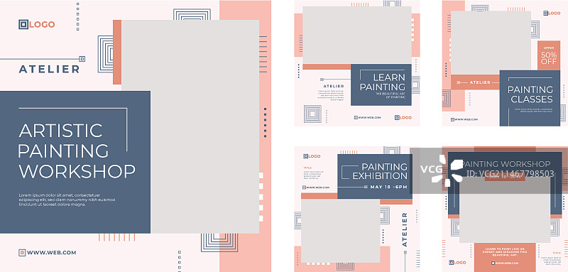 极简风格画室Instagram帖子图片素材