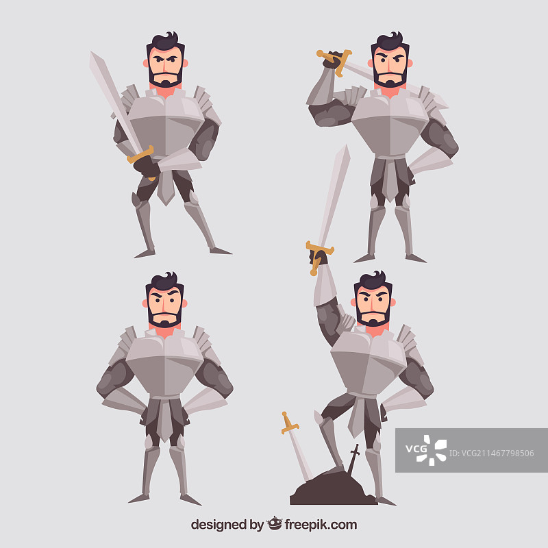 带盔甲的骑士角色套装图片素材