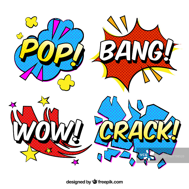 波普艺术设计的文字贴纸图片素材