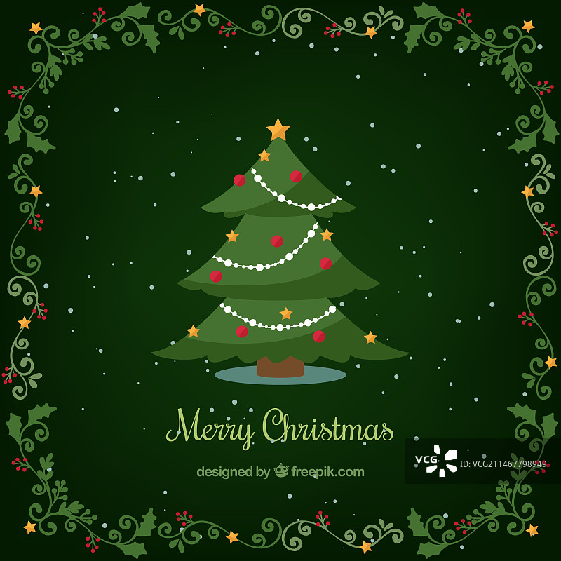 绿色背景与圣诞树图片素材