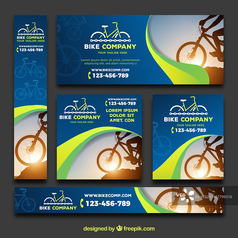 带自行车的现代banner合集图片素材