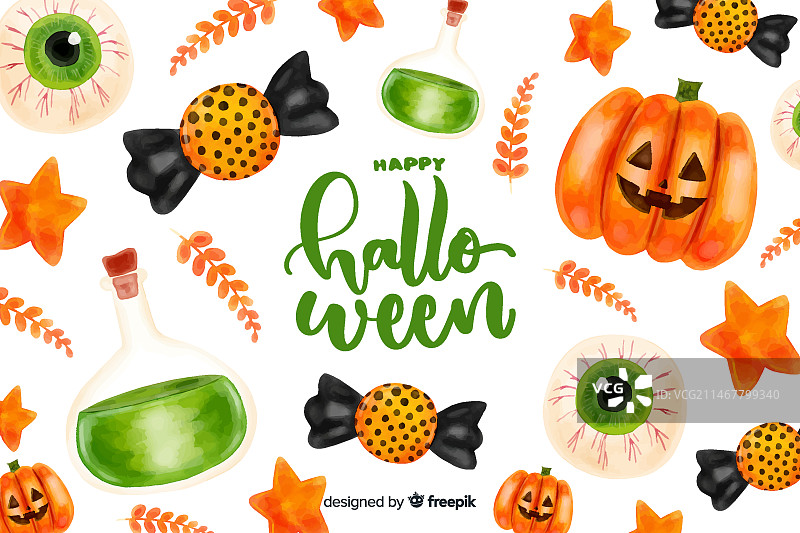 水彩万圣节背景图片素材